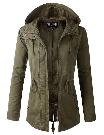 TL Women's Utility Militray Anorak Drawtring Parka Hoodie Jackets with Pocket