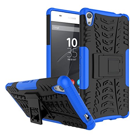 Sony Xperia XA Ultra Case,Yiakeng Shockproof Impact Protection Tough Rugged Dual Layer Protective Case Cover with Kickstand for Sony Xperia XA Ultra (Blue)