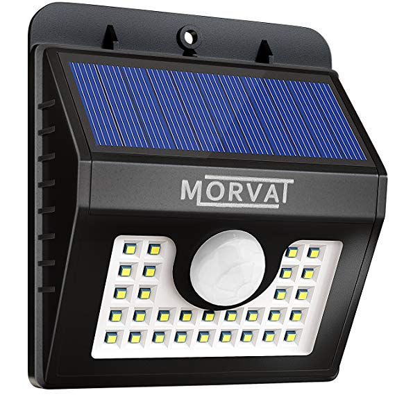 Morvat Super Bright 30 LED Solar Motion Sensor Light Powered Lights | Waterproof, Wireless with Wide Angle Illumination | Security Lighting for Outdoor Areas: Driveway, Yard, Patio