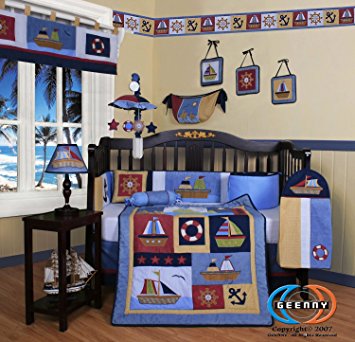 GEENNY Boutique 13 Piece Crib Bedding Set, Boy Sailor