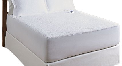 Serta Luxurious Sherpa Top Low-Voltage Electric Heated Mattress Pad, Queen, White