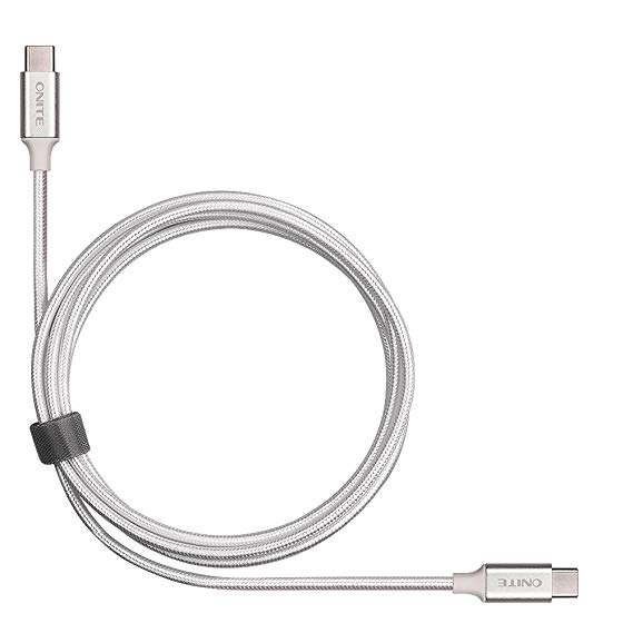 Onite 10FT Braided USB-IF Certified Max 100W 5A, USB Type C Charger Cord for New MacBook Pro 13" 15" Touchbar, Lenovo Yoga 910, HP Pavilion X2, Razer Blade Stealth, Nintendo Switch, White