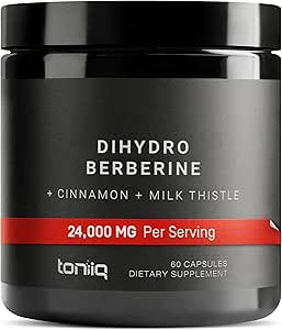 Ultra Concentrated Dihydroberberine Supplement - 24,000 mg per Serving with Ceylon Cinnamon & Milk Thistle Extract - 200mg GlucoVantage - 5X More Effective - Third Party Lab Tested Dihydroberberine