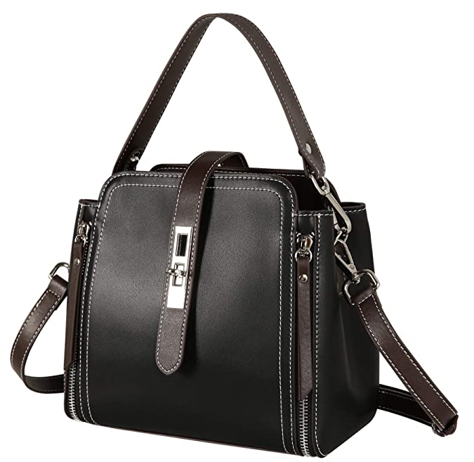 Heshe Womens Leather Shoulder Handbags Hobo Bag Bucket Bags Designer Satchel Ladies Purses Crossbody Bag