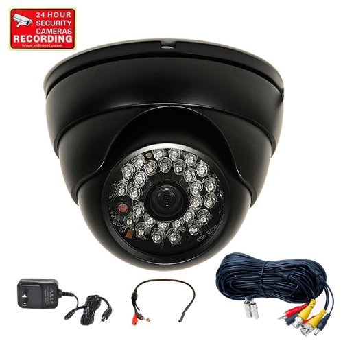 VideoSecu Day Night Vision Outdoor IR Dome Surveillance Security Camera Built-in 1/3" SONY CCD 480TVL 28 Infrared LEDs with High Sensitive Audio Microphone, Extension Cable and Power Supply CHW