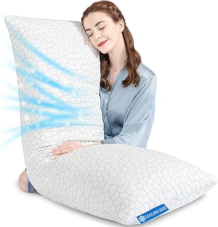 Cooling Body Pillow for Adults,Adjustable 58inch Extra Long Pillows for Sleeping, Shredded Memory Foam Full Body Pillows,Ultra Soft Cool Bamboo Cover with Zipper, Support for Neck/Back/Leg/Maternity