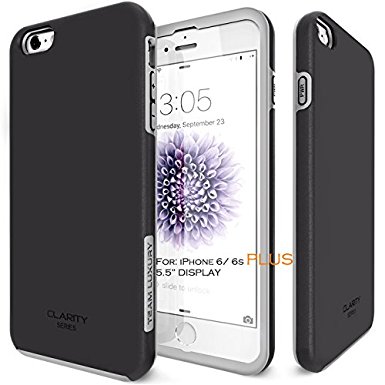 iPhone 6s Plus Case, TEAM LUXURY [Clarity Series] Ultra Defender TPU   PC Shock Absorbent Slim-fit Premium Protective Case - for Apple iPhone 6 / 6S Plus 5.5 inch (Jet Black/ Gray)