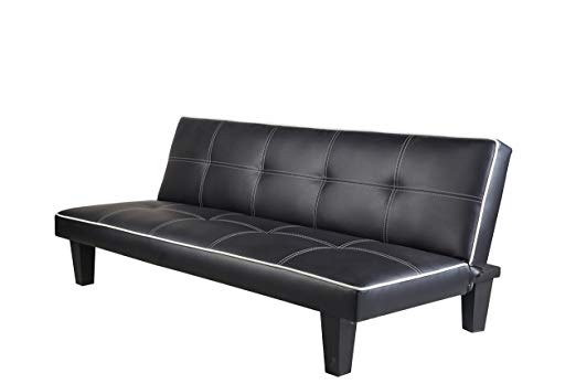 Click Clack faux leather Sofa Bed Black spare room or guest room bed Settee Sale