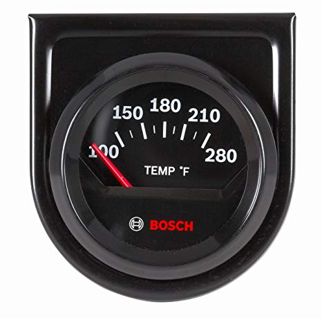 Bosch SP0F000049 Style Line 2" Electrical Water/Oil Temperature Gauge (Black Dial Face, Black Bezel)