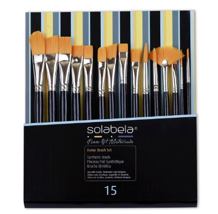 Solabelareg Artist Brushes Set of 15 - Rome Art Brush Set