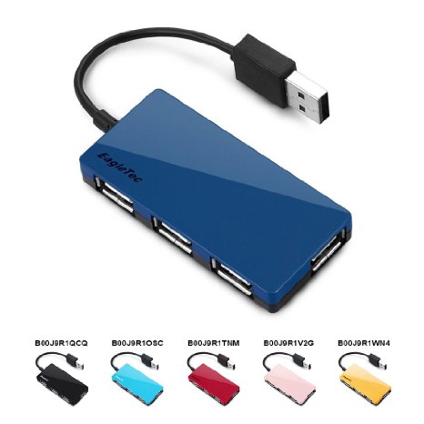 EagleTec HUB3639 USB 20 4 Port Hub Metallic Blue Color Ultra Slim Size 9mm