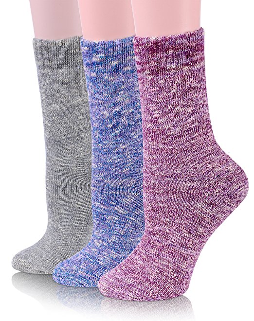ANTSANG Womens Cotton Heavy Warm Thick Crew Socks Casual Winter Solid Color Socks