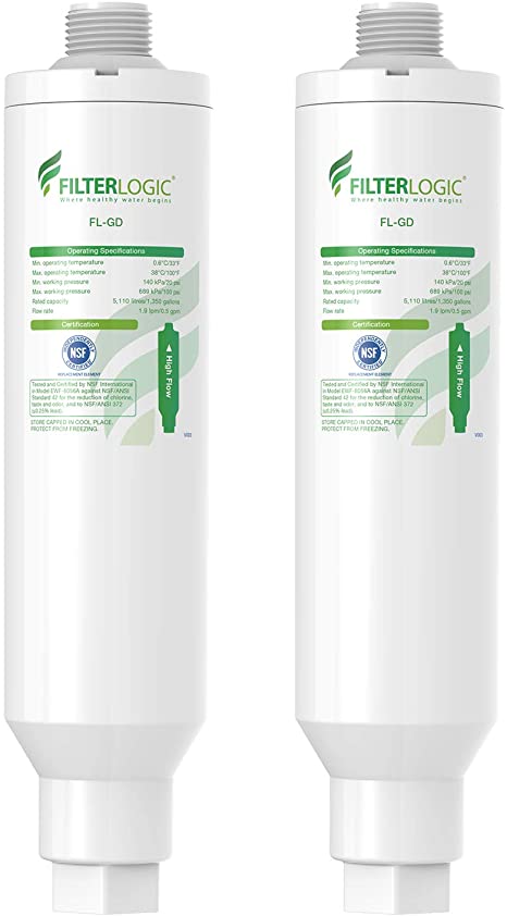 FilterLogic Garden Hose Water Filter, NSF Certified, Compatible with Mist Cooling System, Improve Plants Health, Reduces Chlorine, Odor, Calcium, Ideal for Gardening and Pets, Pack of 2