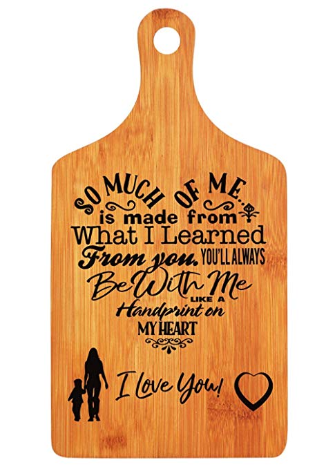 Langxun Mothers Day Gifts Personalized Engraved Bamboo Cutting Board for Mothers Birthday Gift, Mon and Grandma Gift