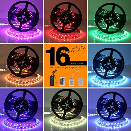 TOPLANET Led Lights Strip 5M 5050 RGB -Adanced Led Chip-for Indoor Home Cabinet Party Lighting for Christmas Decoration