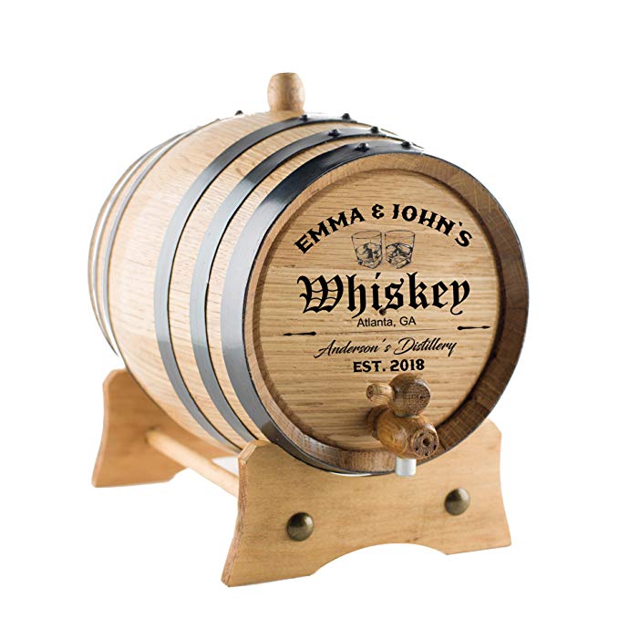 Personalized - Custom Engraved American Premium Oak Aging Barrel - Whiskey Barrel - Age your own Whiskey, Beer, Wine, Bourbon, Tequila, Rum, Hot Sauce & More | Barrel Aged (1 Liter)
