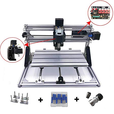 [Upgrade Version] DIY CNC Router Kits 3018 GRBL Control Wood Carving Milling Engraving Machine (Working Area 30x18x4.5cm, 3 Axis, 110V-240V)