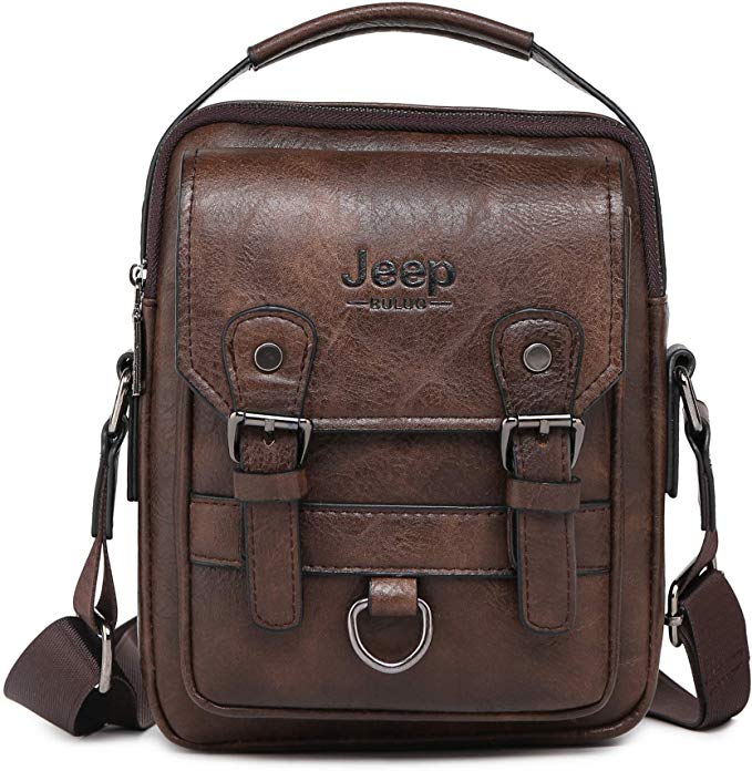 JEEP BULUO Men Messenger Bag Casual Crossbody Handbag Daypack For iPad mini(Brown)