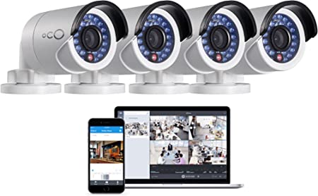 Oco Pro Bullet Outdoor/Indoor 1080p Cloud Surveillance and Security Camera with Remote Viewing (4 Pack)