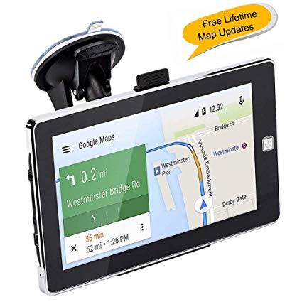 GPS Navigation for Car and Truck, 7 Inch Vehicle GPS Navigator, HD Touch Screen and Voice Reminding, Free Lifetime Maps Sat Nav