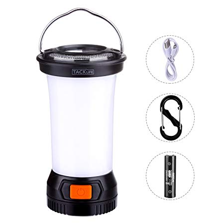 Tacklife LCL1A Super Bright 290 Lumens Camping Lantern,USB Rechargeable,Power display by a 18650 battery,IPX5 Water Resistant,Switchable 7 Modes for Outdoor and Camping Activities