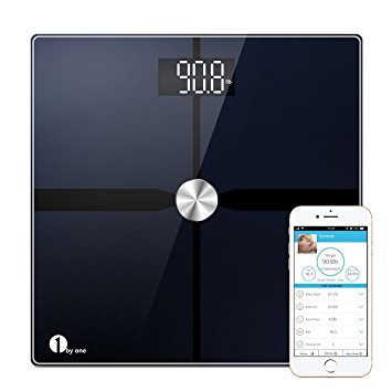 1byone Bluetooth Body Fat Scale with IOS and Android App, Smart Digital Bathroom Weight Scale, Body Composition Analyzer, ITO Conductive Surface Technology