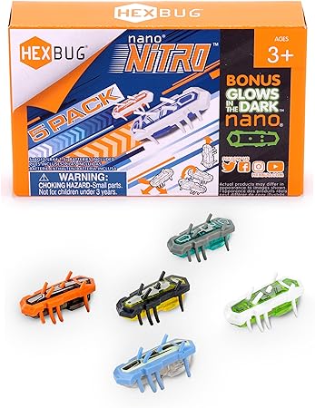 HEXBUG Nano Nitro 5 Pack, Sensory Cat & Kids Toy with Vibration Technology, STEM Kits & Mini Robot Toys for Kids Ages 3 & Up, Batteries Included, Multicolor