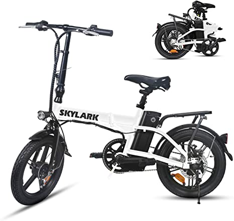 BRIGHT GG 16 inch Folding Electric Bike for Adults 250W Ebike with 36V10AH Lithium Battery White