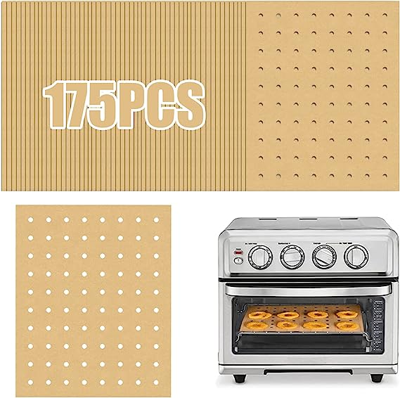 GOAUS Rectangular Parchment Paper Sheets 11 x 9 inch for Air Fryer Toaster Oven and Baking, 175 pcs Perforated Disposable Paper Liners Rectangle, for Cuisinart, Ninja Foodi, Breville, Gowise, Instant