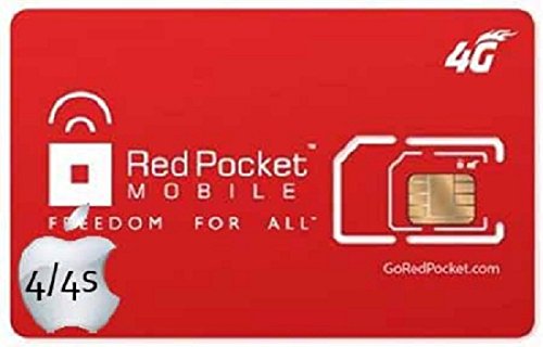 Red Pocket Dual Cut Gsmt Sim Card Tmobile Compatible Micro and Regular