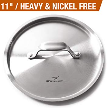 HOMI CHEF NICKEL FREE 11" Inches Stainless Steel Lid (Silver, Matte Polished, NICKEL & PTFE & PFOA FREE) - Kitchen and Dining Replacement - Cookware Set - Cookware Pots And Pans Sets