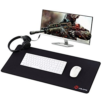 JIALONG Extended Gaming Mouse Pad 700x300mm Non-slip Rubber Base with Stitched Edges XL Desk Computer Mouse Mat for Gaming Gamer Laptop PC (Black Edge)