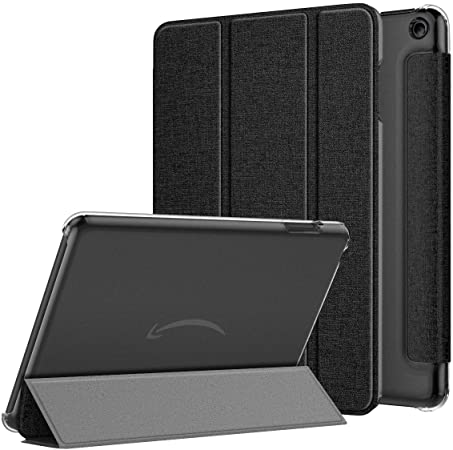 MoKo Case Compatible with All-New Kindle Fire HD 8 Tablet and Fire HD 8 Plus Tablet (10th Generation, 2020 Release), Smart Shell Stand Cover with Translucent Frosted Back - Denim Charcoal Black