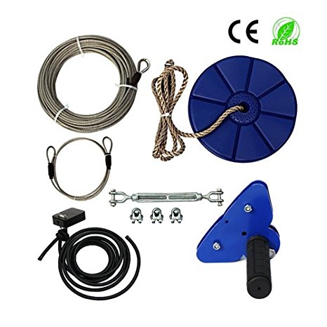 CTSC 95 Foot Zip Line Cable Kit with Brake and Seat