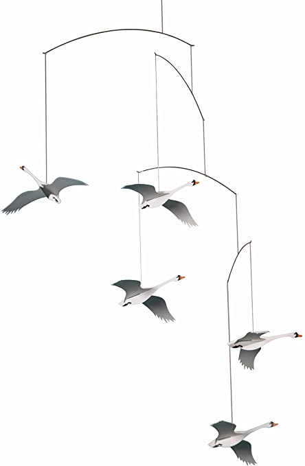 Flensted Mobiles Scandinavian Swan Hanging Mobile - 22 Inches - High Quality Cardboard