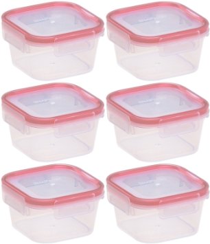 Snapware 1.3 Cup Square Airtight Plastic Food Storage Container, Pack of 6 Containers