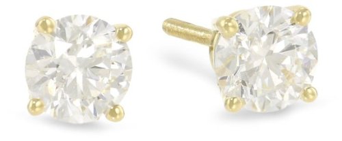 1/4 Carat Solitaire Diamond Stud Earrings Round Cut 4 Prong Screw Back (H-I Color, 100% Eye Clean Clarity)