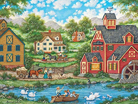 MasterPieces Heartland Swan Pond Jigsaw Puzzle by Bonnie White, 550-Piece