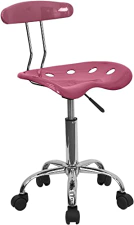 Flash Furniture Vibrant Pink and Chrome Swivel Task Office Chair with Tractor Seat, BIFMA Certified