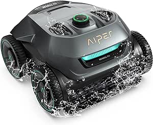 AIPER Seagull Pro Robot Nettoyeur de Piscine sans Fil, aspirateur de Piscine Mural d'escalade Dure jusqu'à 180 Minutes - Système à Quatre Moteurs, Navigation WavePath Noir AC-EU-ZT6001-V2