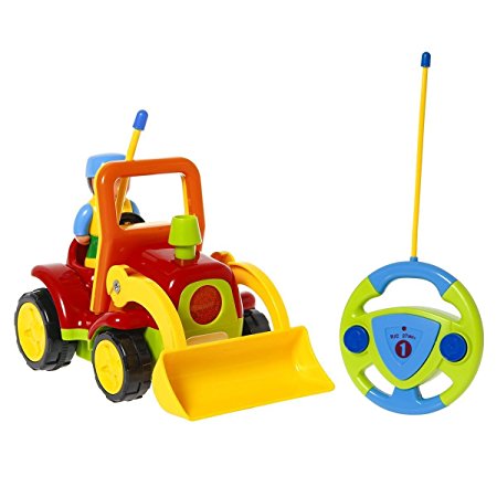 SGILE R/C Remote Radio Control Race Toy, Tractor Truck Bulldozer Car Toy for Toddlers Kids, Yellow