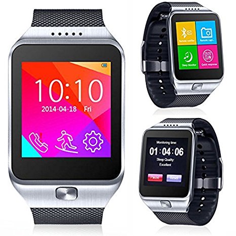 CNPGD All-in-1 Watch Cell Phone & Smart Watch Sync to Android IOS Smart Phone (Silver)