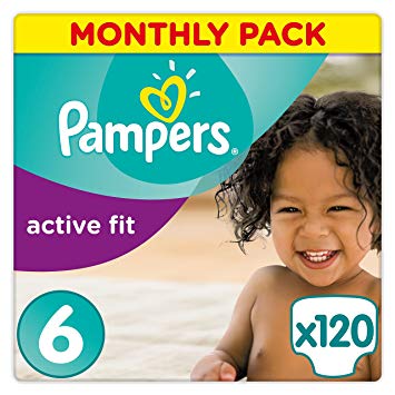 Pampers Active Fit 120 Nappies, Monthly Saving Pack, 15  kg, Size 6