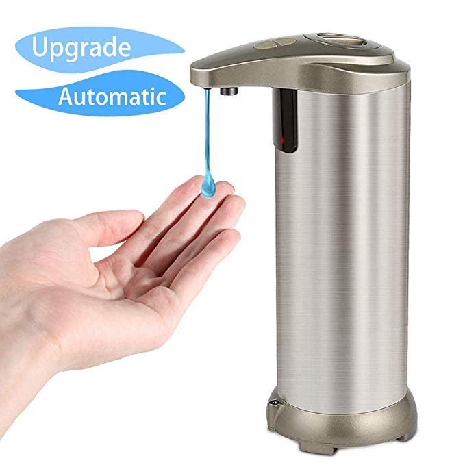 Soap Dispenser, Bigear Touchless Automatic Soap Dispenser, Upgraded Version Hands-Free IR Infrared Motion Sensor Liquid Dish Autosoap Dispenser, Fingerprint Resistant Stainless Steel Water Resistant with Waterproof Base for Kitchen Bathroom