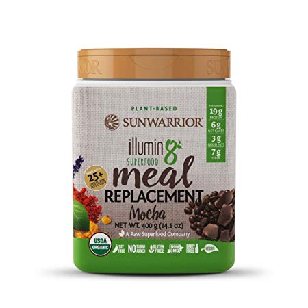 Sunwarrior - Illumin8 Plant-Based Superfood Meal Replacement, Organic, Vegan, Non-GMO (Mocha, 10 Servings)