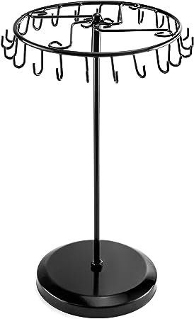 QWORK Spinning Jewelry Tree Display Stand, Jewelry Organizer with 23 Hooks, Black