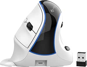 J-Tech Digital Wireless Mouse, Vertical Ergonomic Mouse with Bluetooth Dual Modes   USB Dongle   Rechargeable w/ 2.4GHz Wireless   Adjustable DPI 3200 for Laptop, Desktop, PC, Mac [V638W]