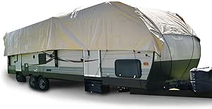 Budge RV Rooftop Cover Fits Multiple RV Classes up to 50' Long (Tan, Polyester), 30' Long x 16' Wide