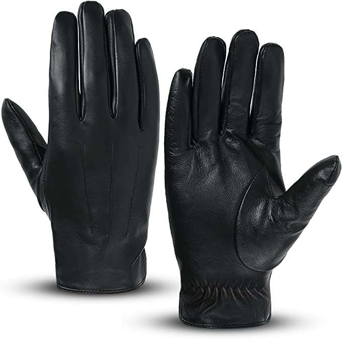 FEIQIAOSH Genuine Leather Gloves for Men, Premium Winter Gloves with Cashmere Lining, Warm Glove for Driving Riding Cycling