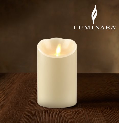 Luminara Flameless LED Candle, Flameless Real Wax Moving Wick LED Candle with Timer Control Vanilla Scent 3.5" x 5" - Ivory